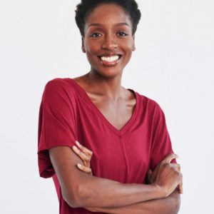 Biking red oversize V neck