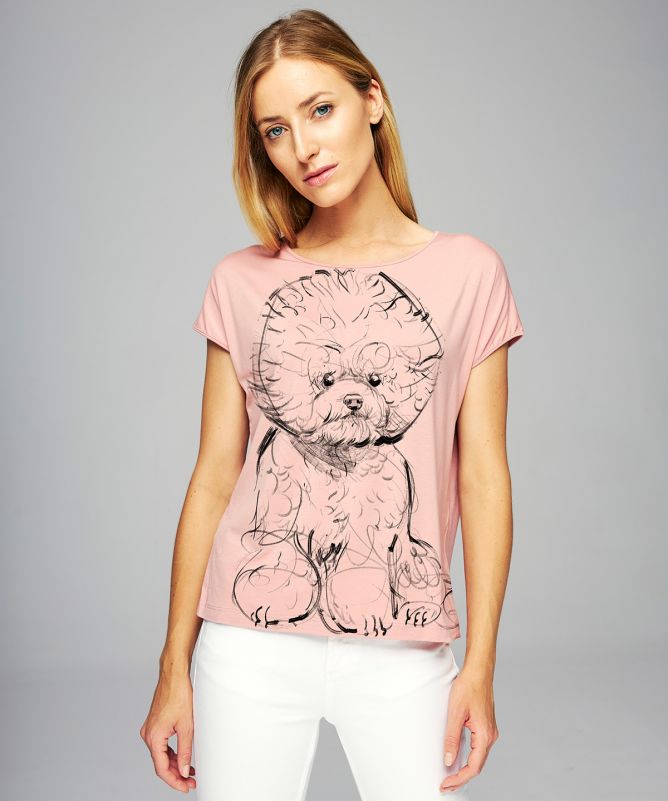Bichon frise light pink t-shirt woman