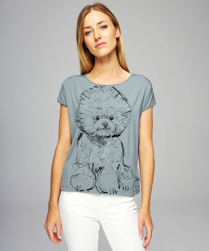 Bichon frise storm cloud t-shirt woman