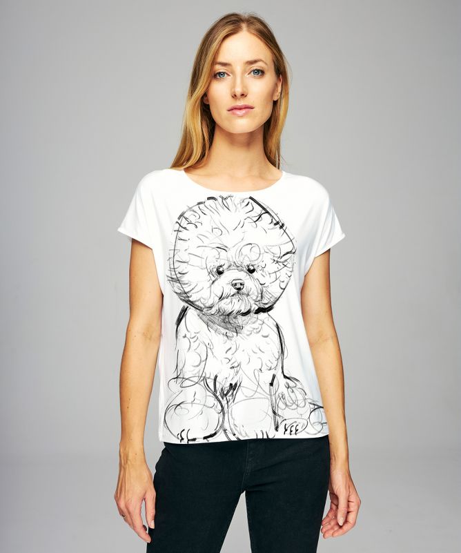 Bichon frise white t-shirt woman