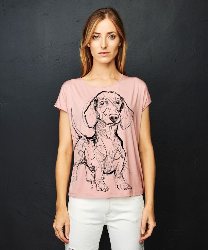 Dachshund no.2 light pink t-shirt woman
