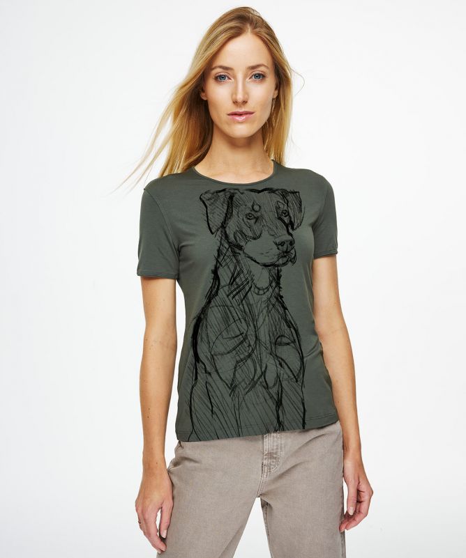 Beauceron khaki t-shirt woman