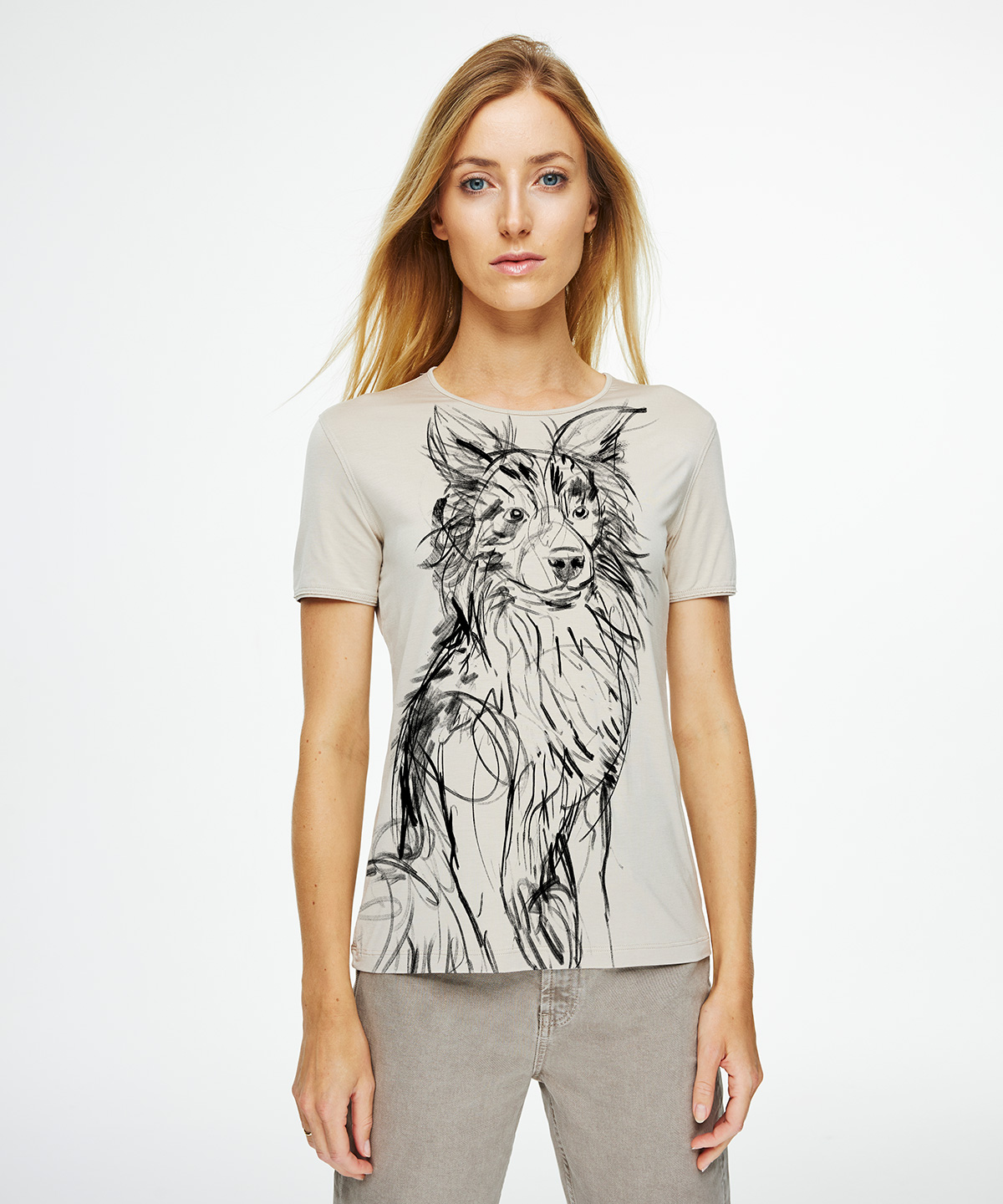 Border collie hummus t-shirt woman
