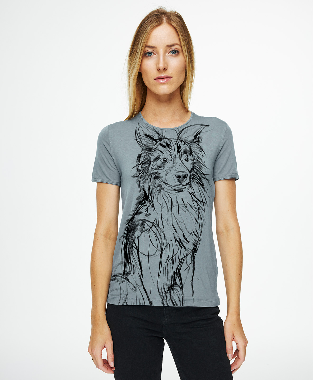 Border collie storm cloud t-shirt woman
