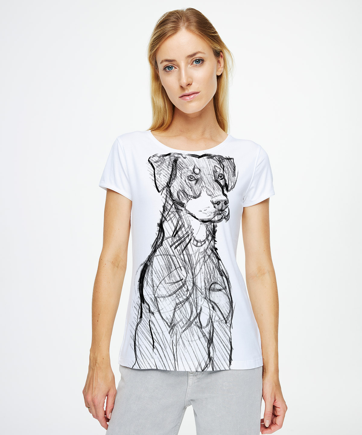 Beauceron white t-shirt woman