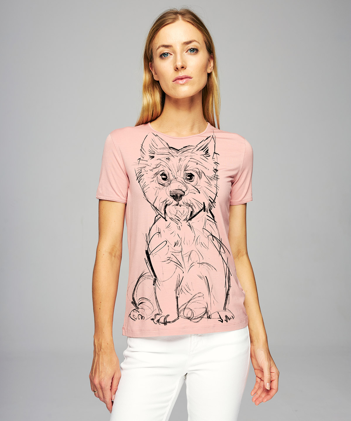 Westie light pink t-shirt woman