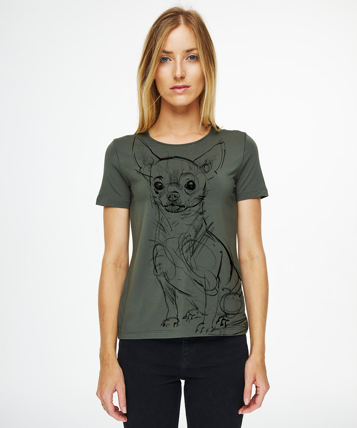 Chihuahua khaki t-shirt woman