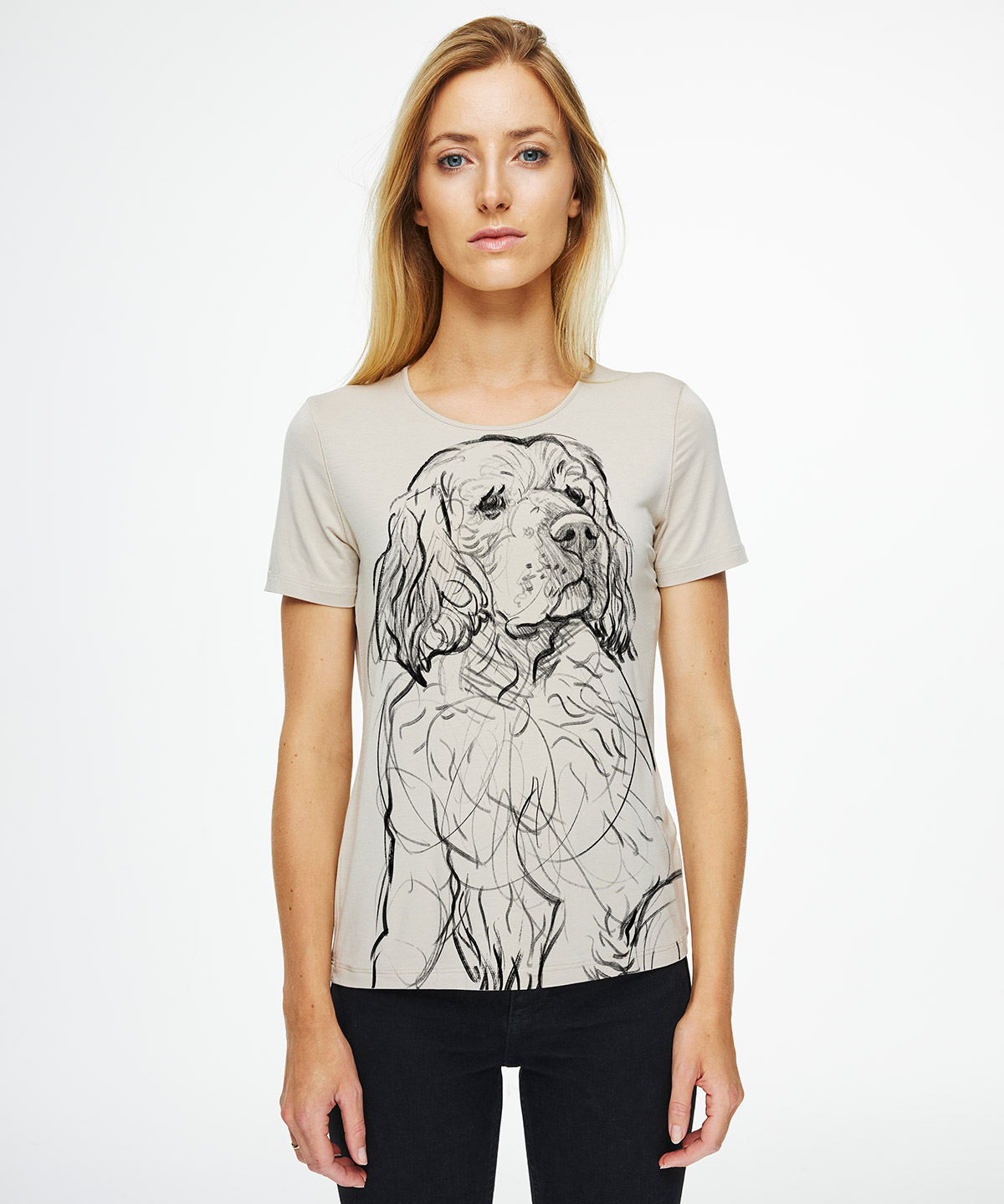Clumber Spaniel hummus t-shirt woman