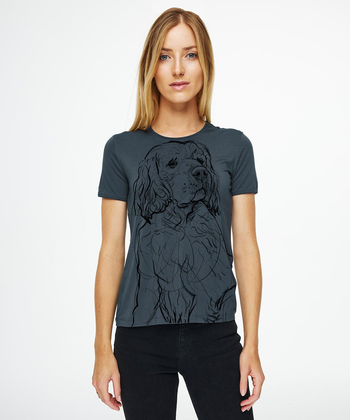 Clumber Spaniel dark cool gray t-shirt woman