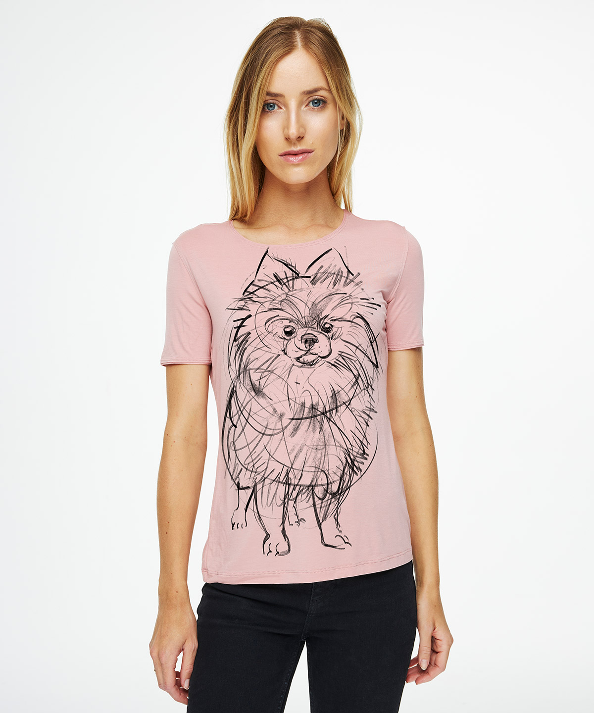 Pomeranian light pink t-shirt woman