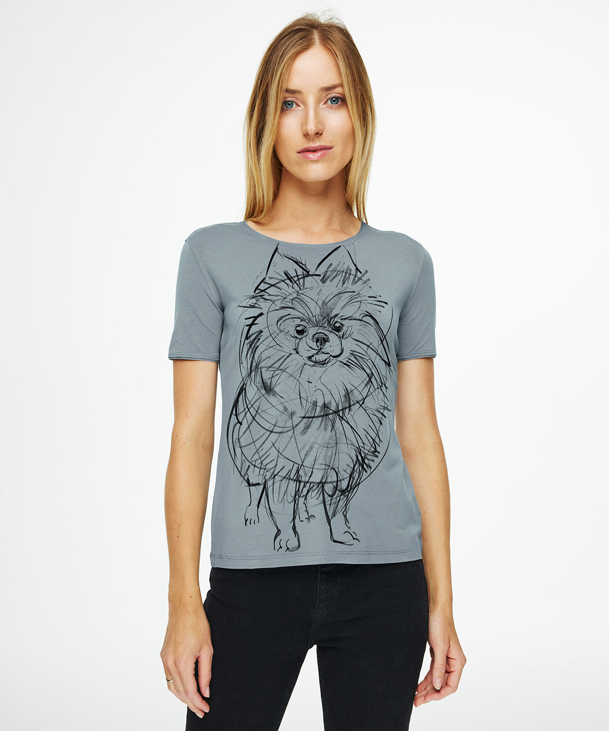 Pomeranian storm cloud t-shirt woman