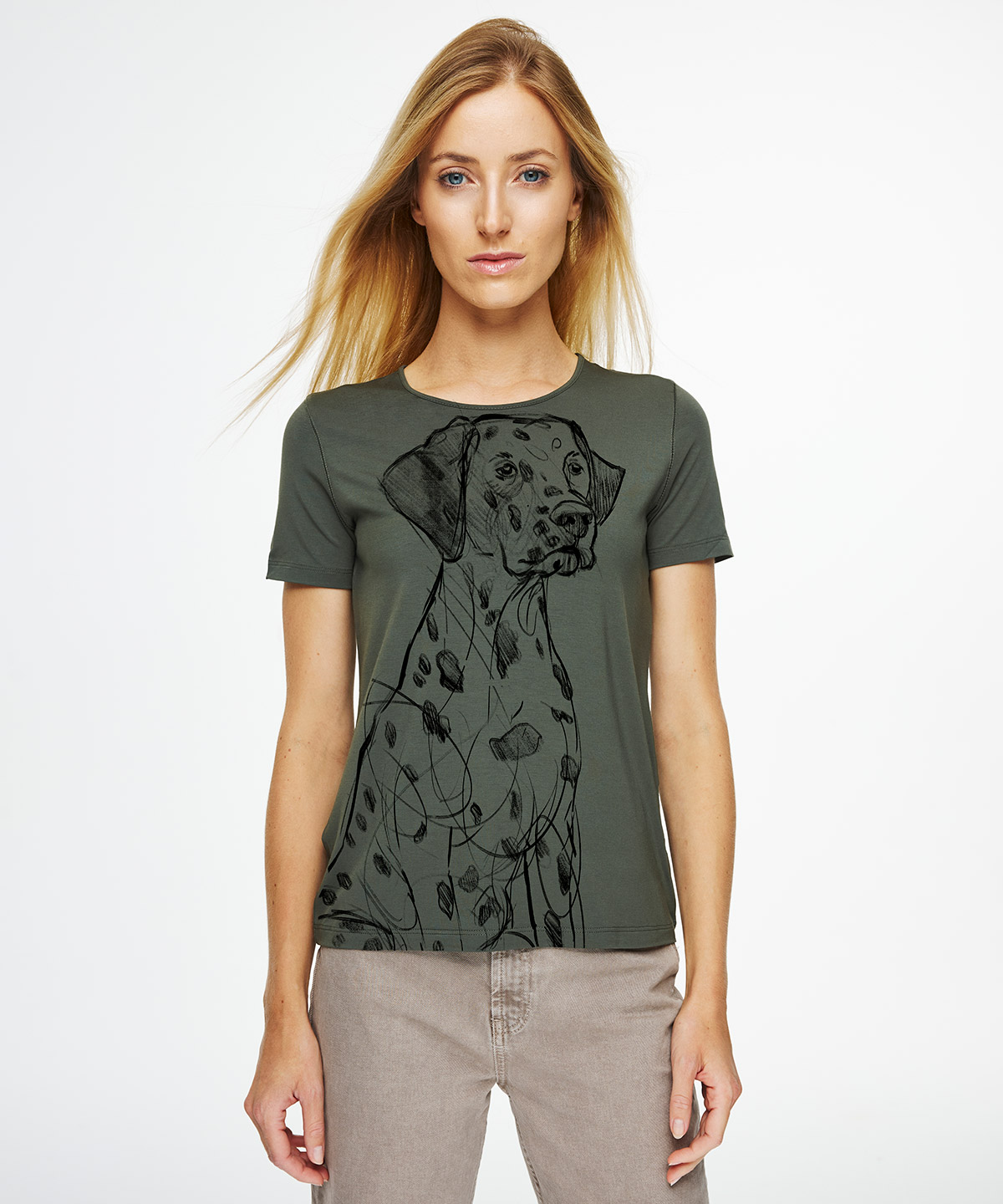 Dalmatian khaki t-shirt woman