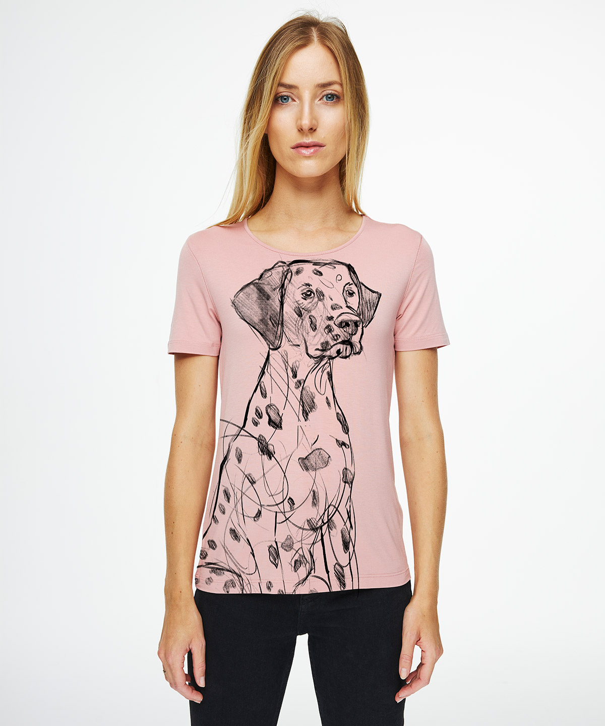 Dalmatian light pink t-shirt woman