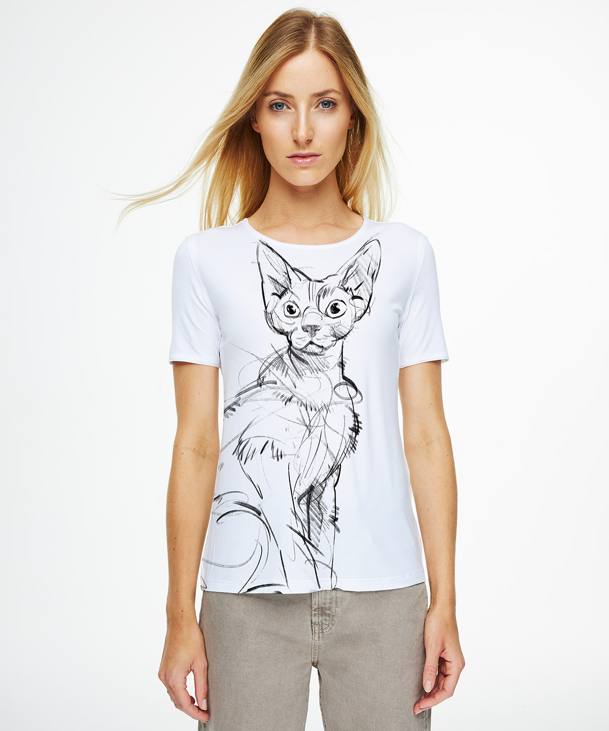 Devon rex white t-shirt woman