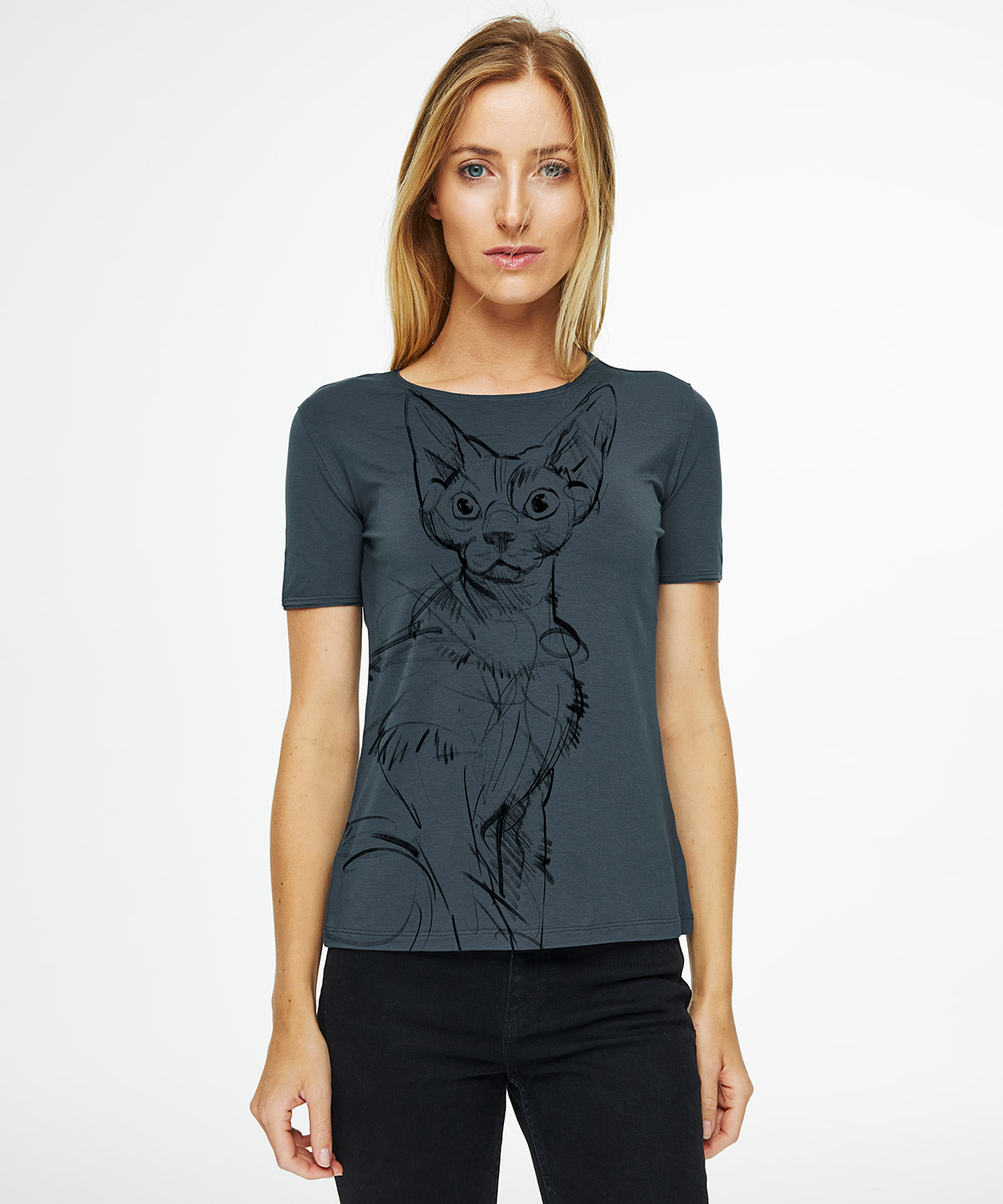 Devon rex dark cool gray t-shirt woman