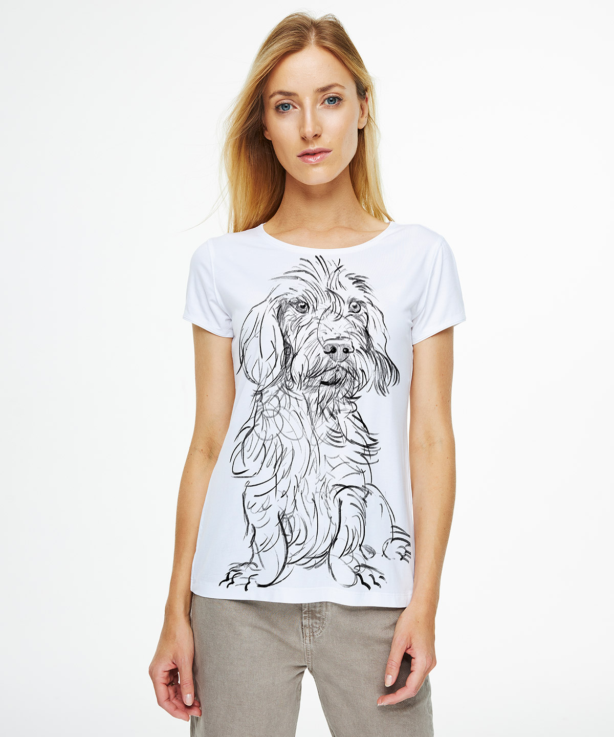 Wirehaired Dachshund white t-shirt woman