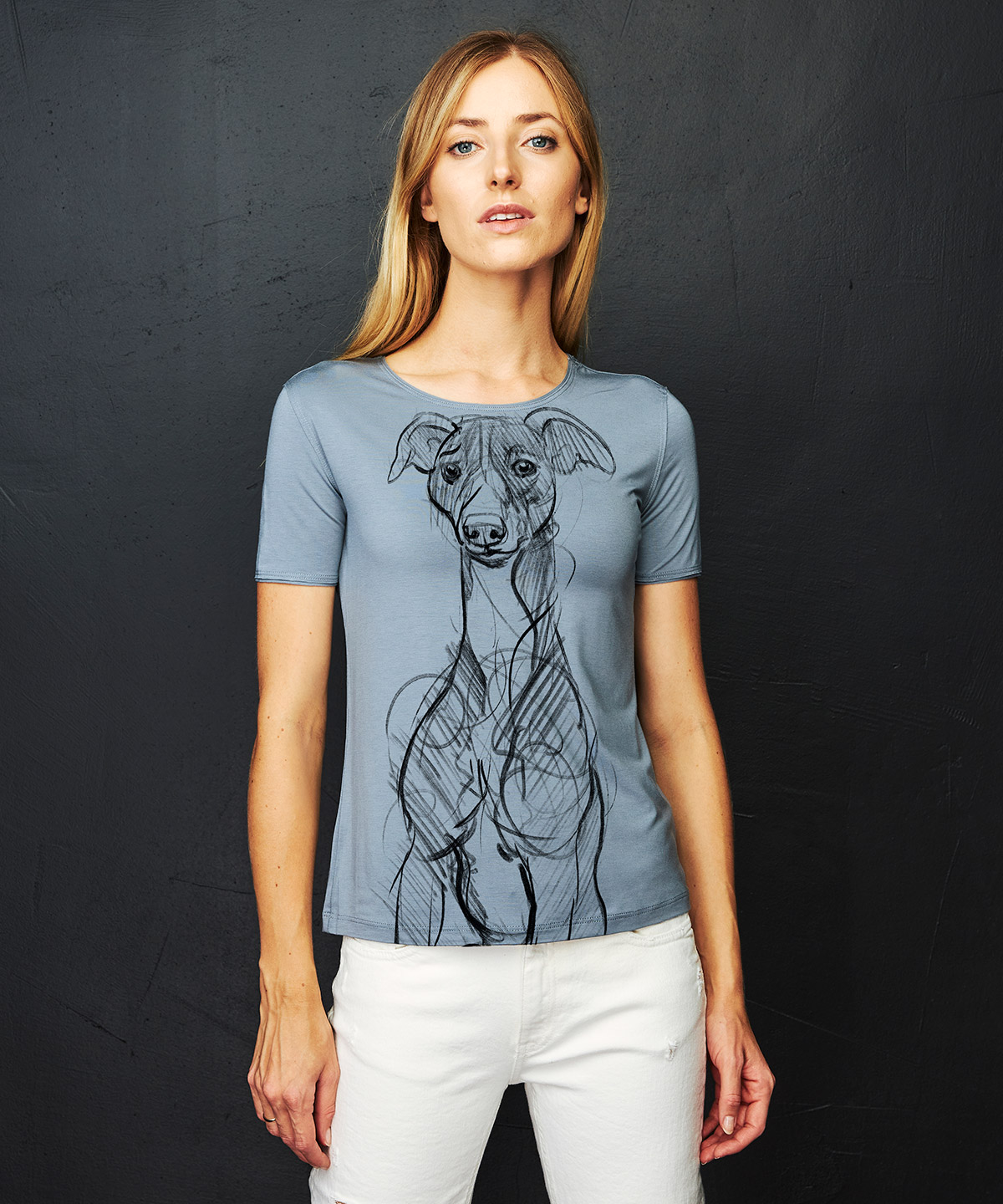 Whippet storm cloud t-shirt woman