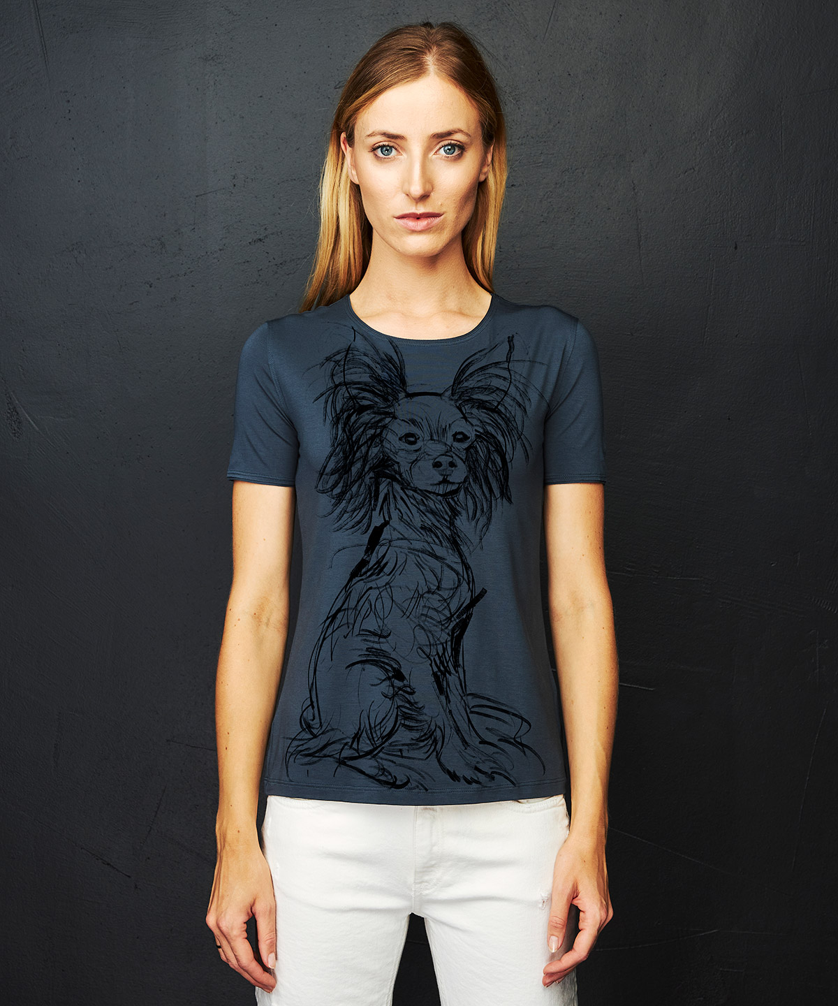 Russian toy dark cool gray t-shirt woman
