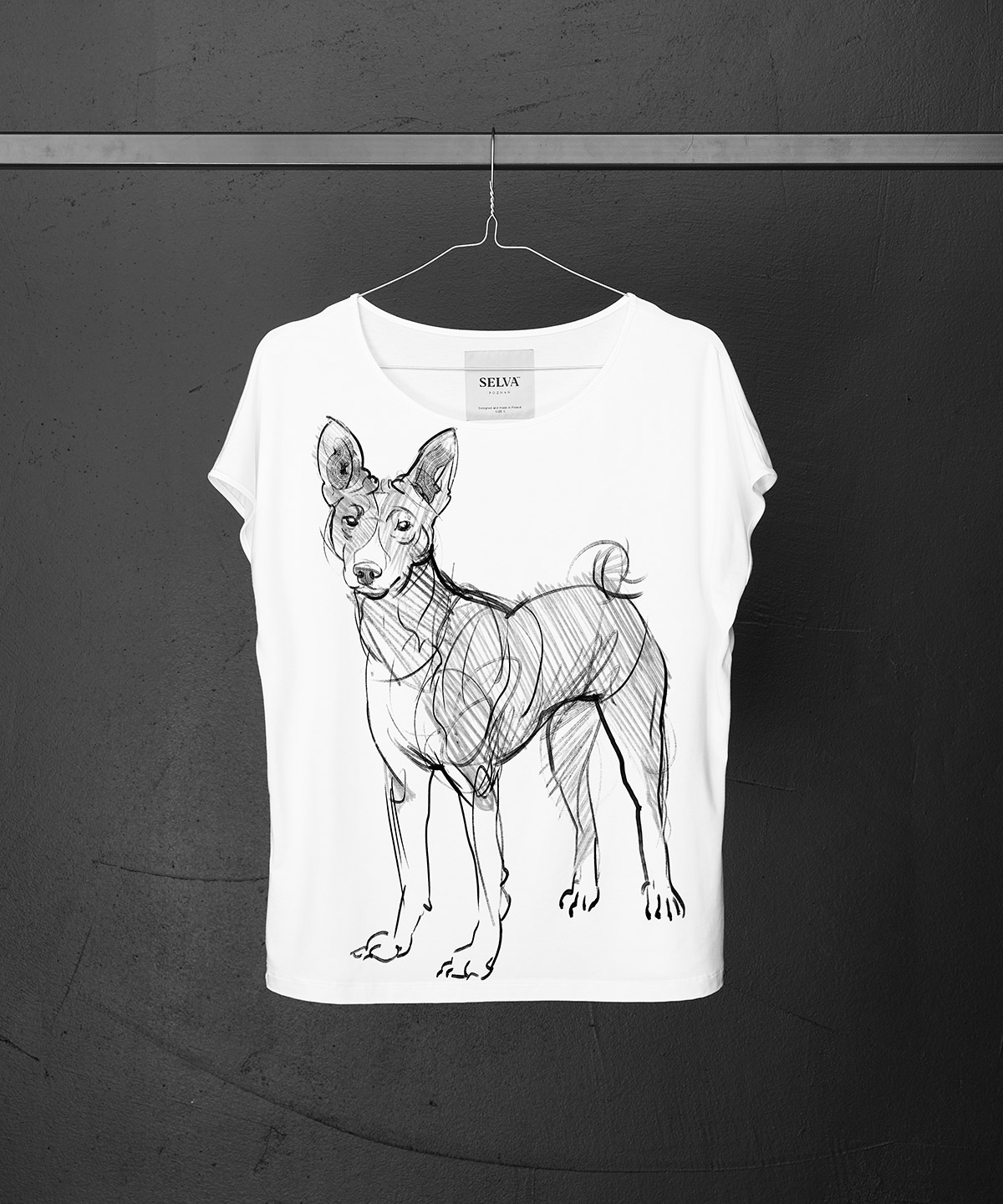 Basenji white t-shirt woman
