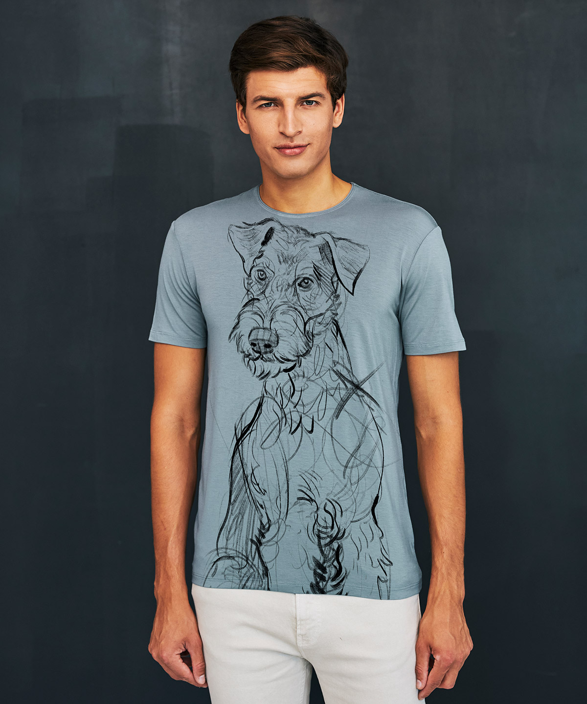 Airedale Terrier storm cloud t-shirt MAN