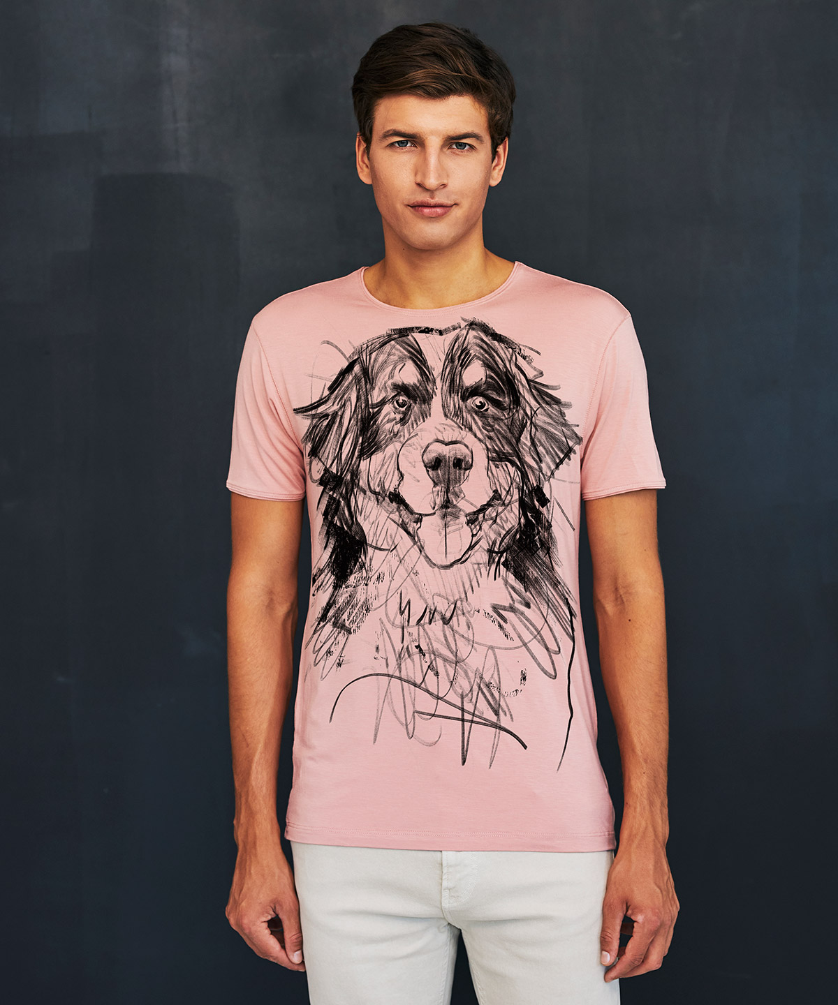 Bernese Mountain Dog light pink t-shirt MAN