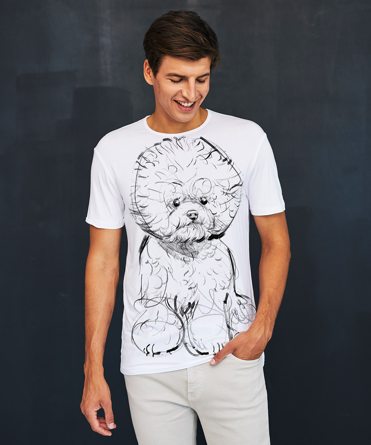 Bichon frise white t-shirt MAN