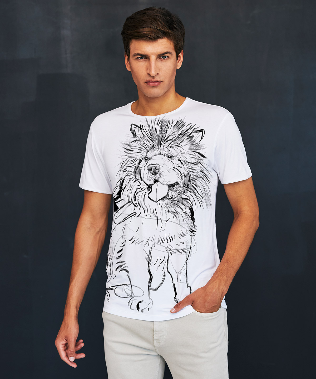 Chow chow white t-shirt MAN