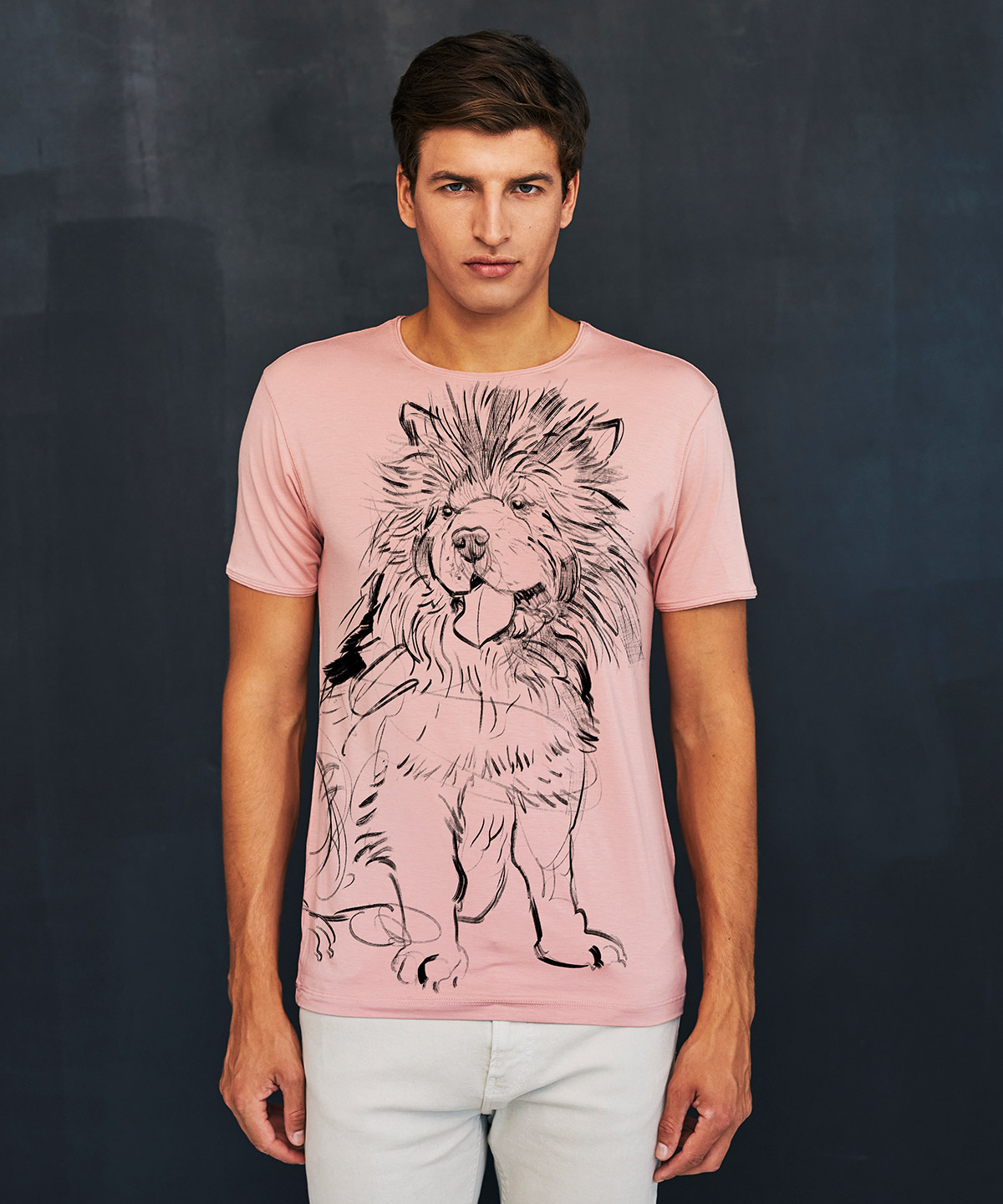 Chow chow light pink t-shirt MAN