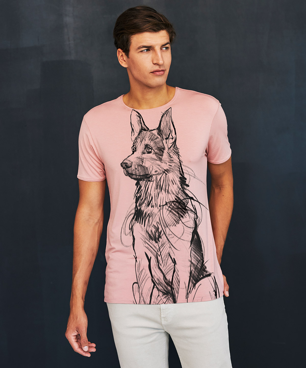 German Shepherd light pink t-shirt MAN