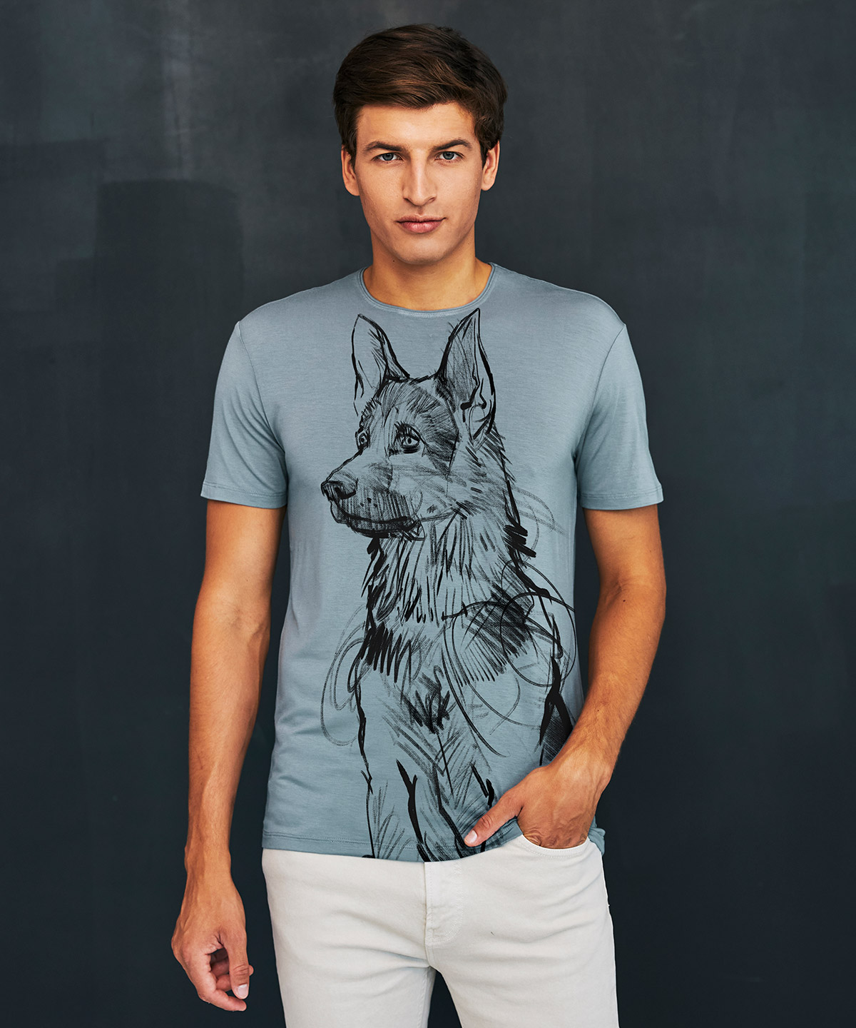 German Shepherd storm cloud t-shirt MAN