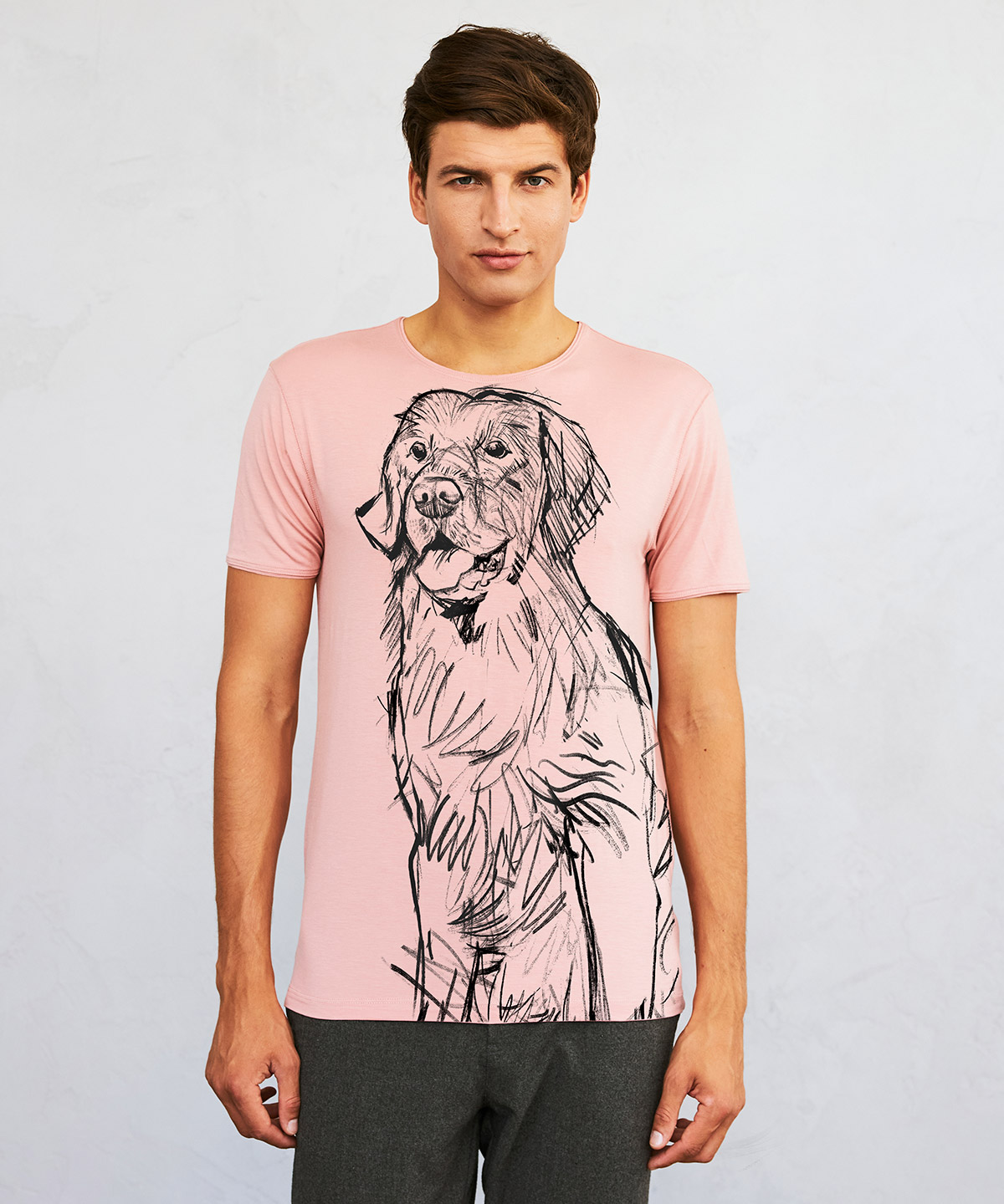 Golden retriever light pink t-shirt MAN