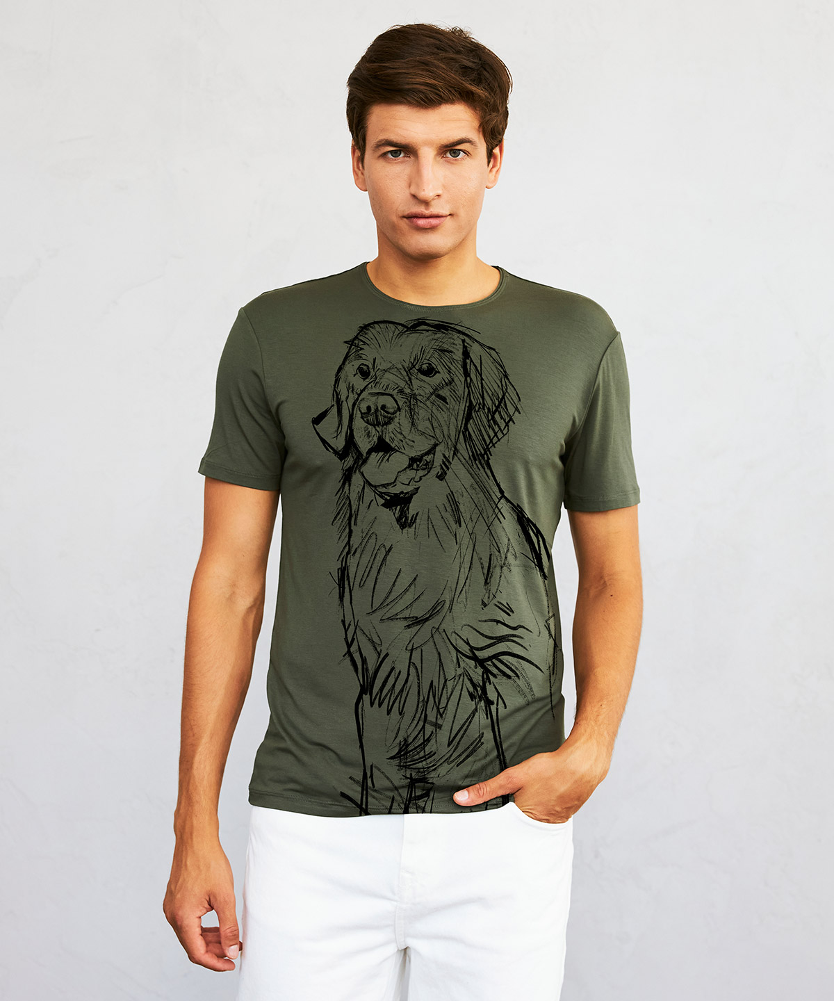 Golden retriever khaki t-shirt MAN
