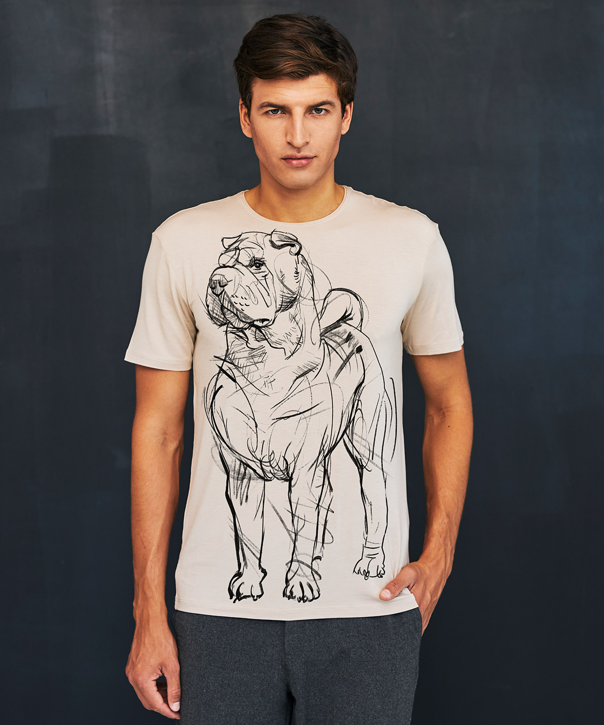 Shar Pei hummus t-shirt MAN