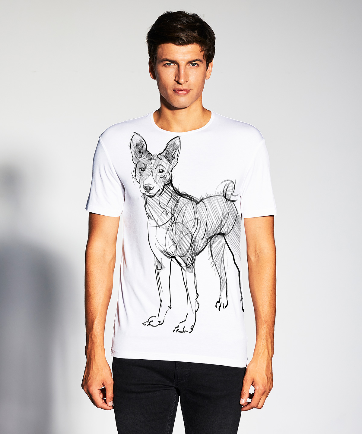 Basenji white t-shirt MAN
