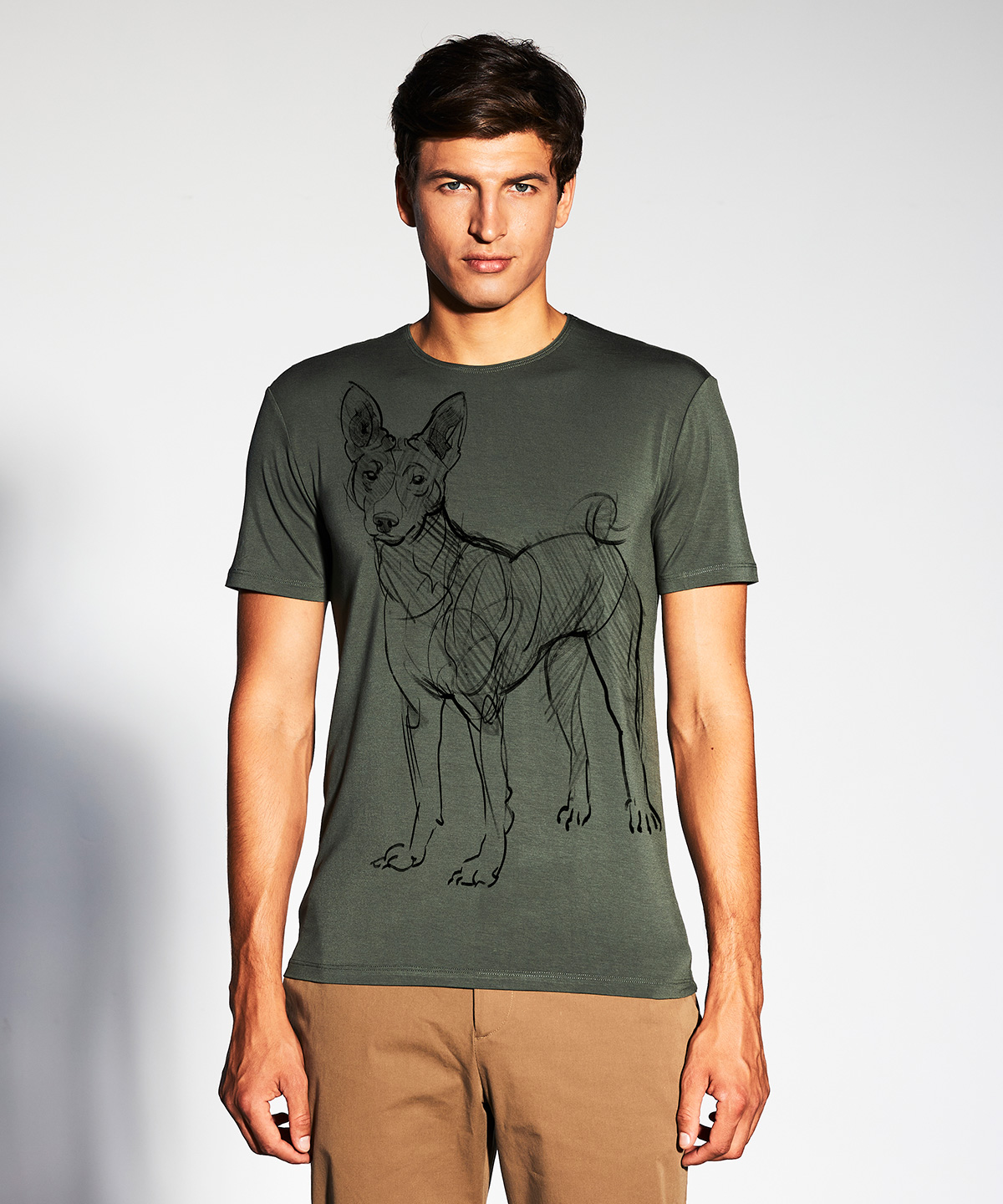 Basenji khaki t-shirt MAN