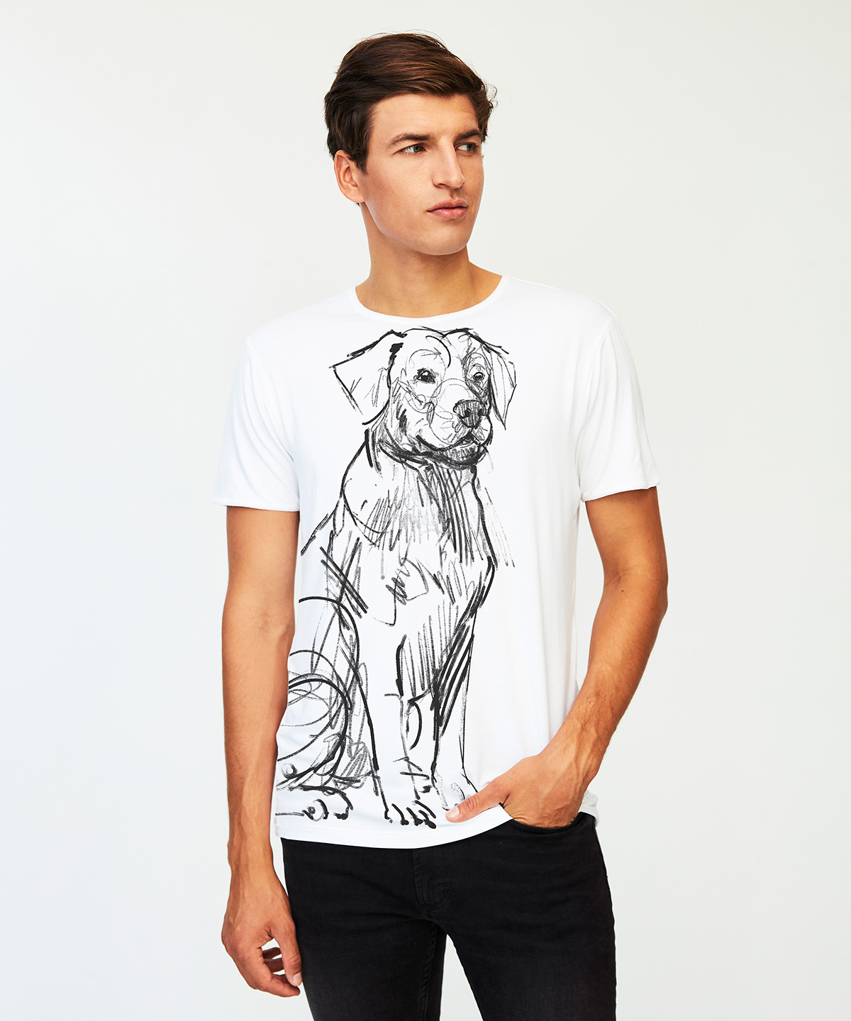 Labrador retriever white t-shirt MAN