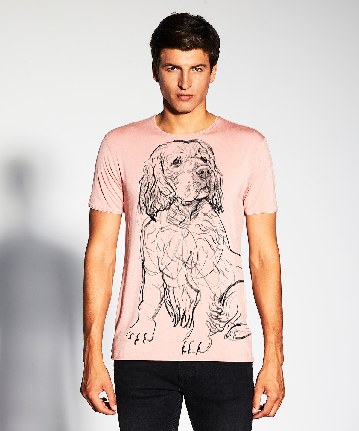 Clumber spaniel light pink t-shirt MAN