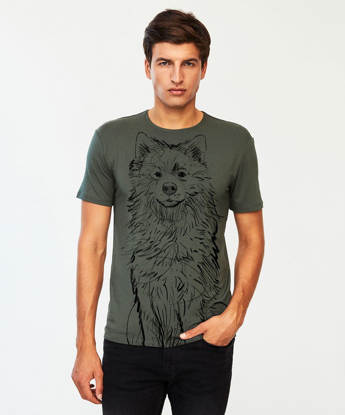 Samoyed no. 2 khaki t-shirt MAN