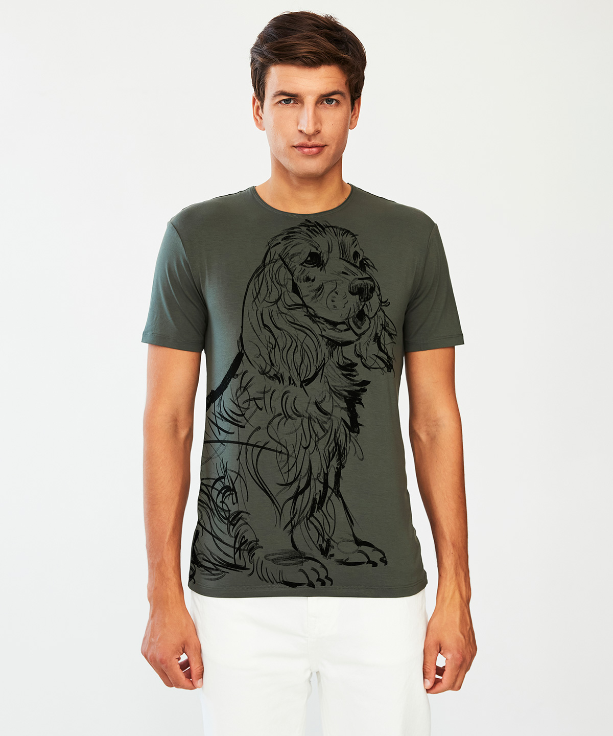 Cocker Spaniel khaki t-shirt MAN