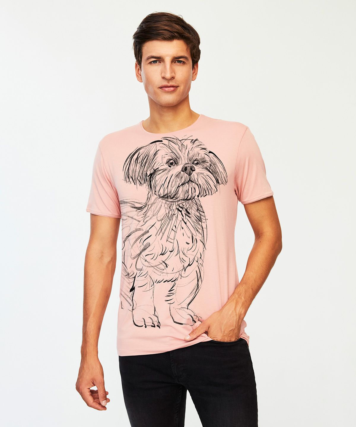 Shih tzu light pink t-shirt MAN