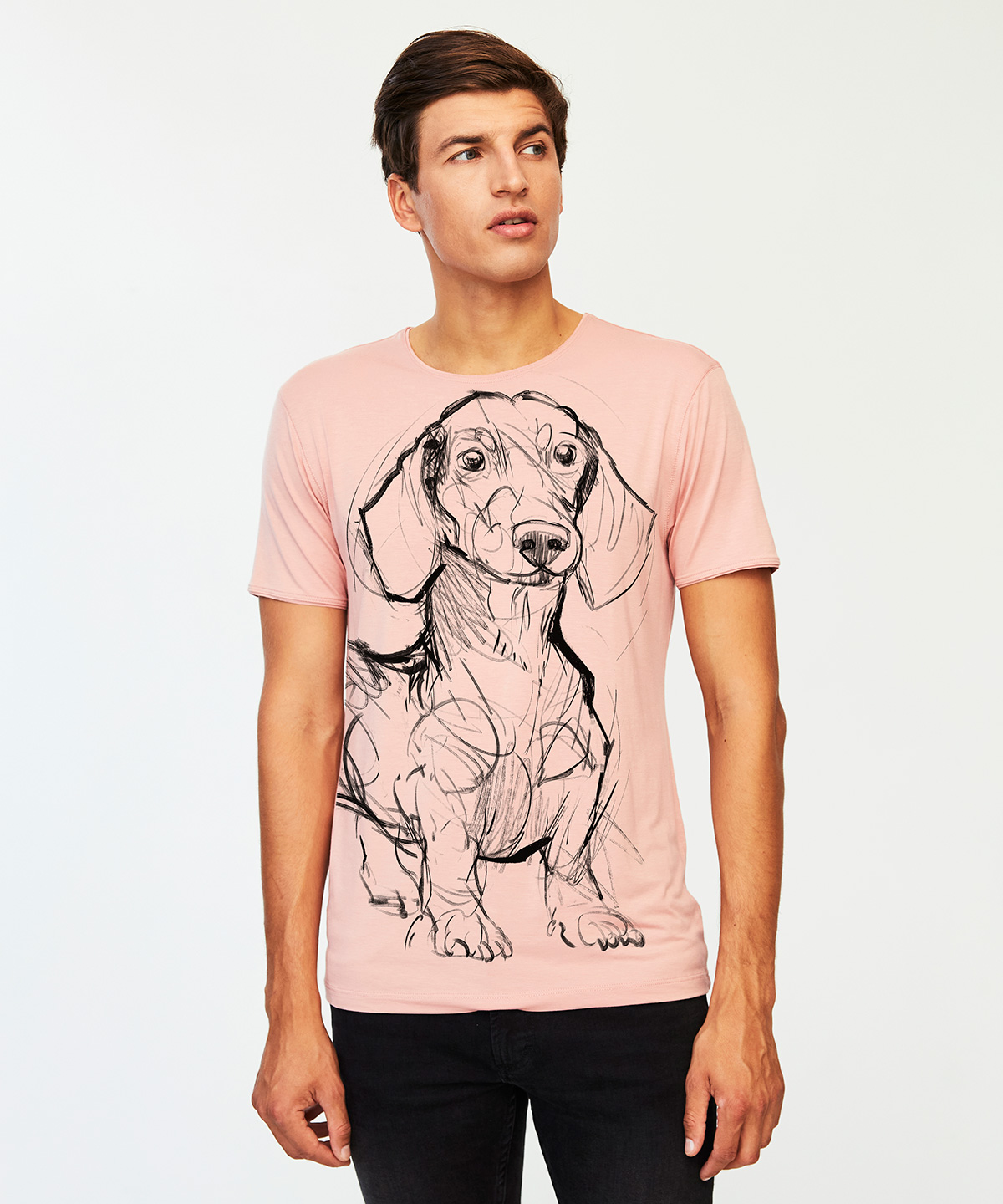 Dachshund no. 2 light pink t-shirt MAN