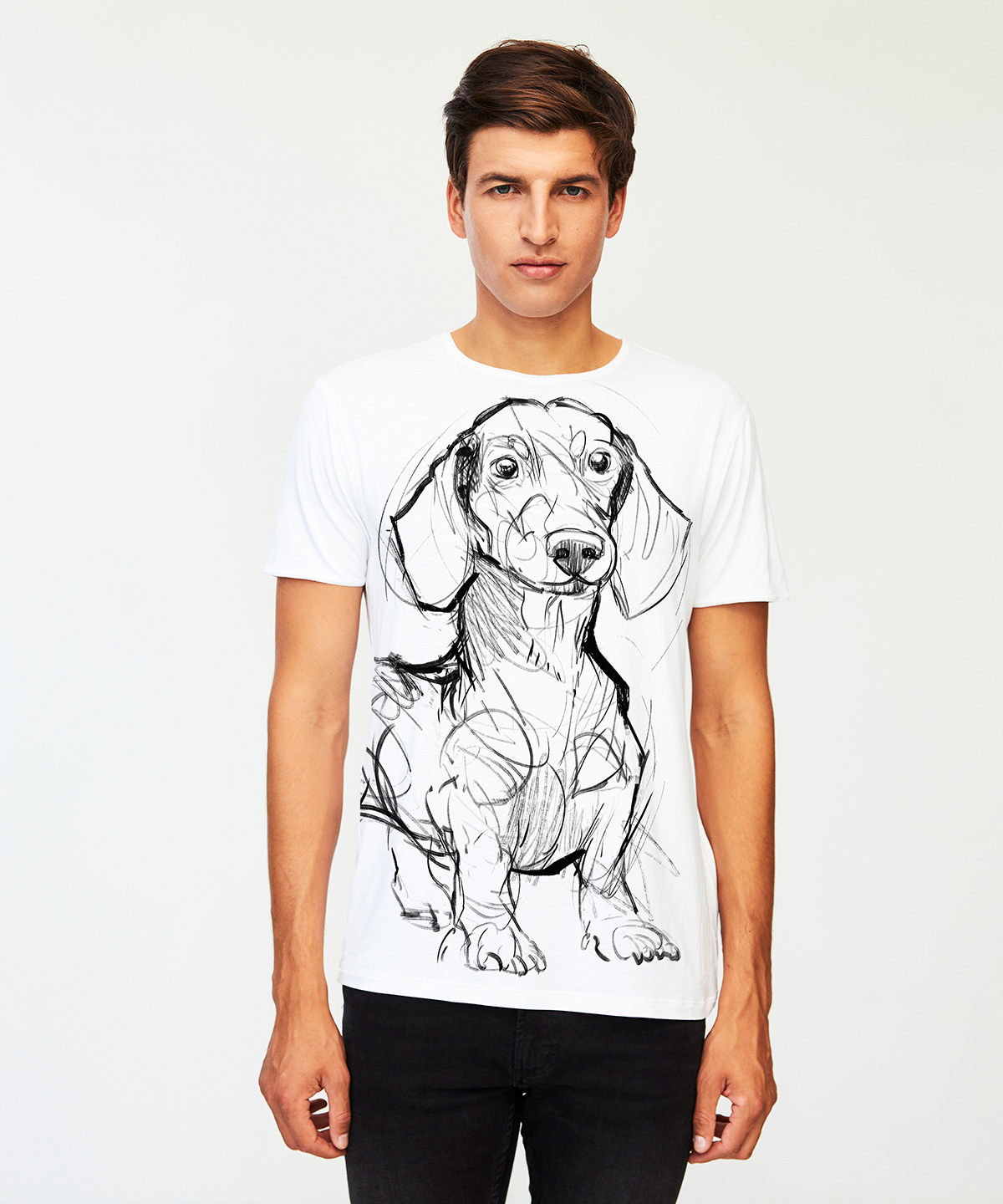Dachshund no.2 white t-shirt MAN