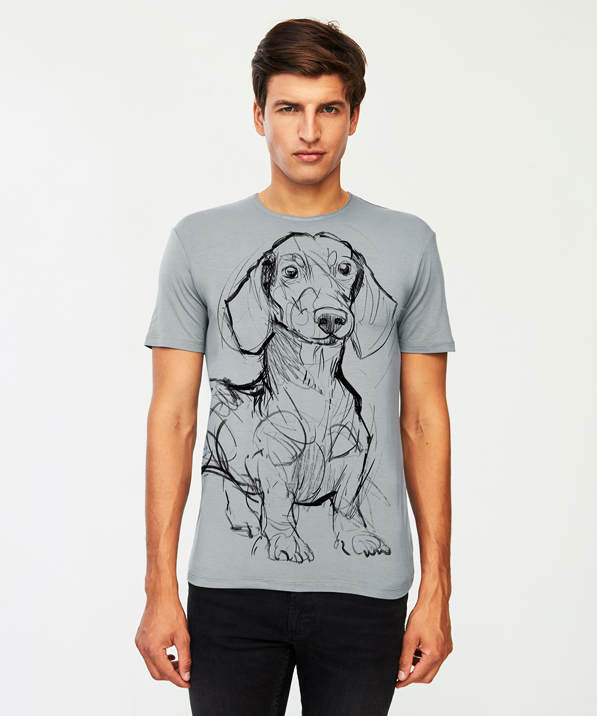 Dachshund no.2 storm cloud t-shirt MAN