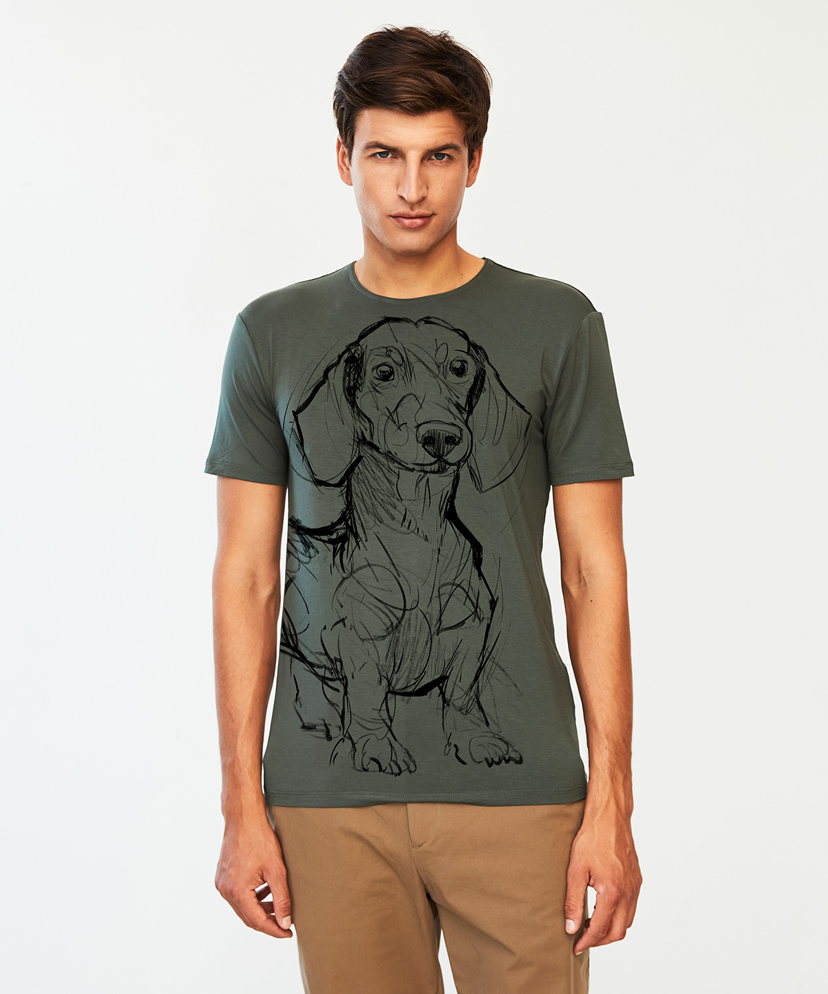 Dachshund no.2 khaki t-shirt MAN