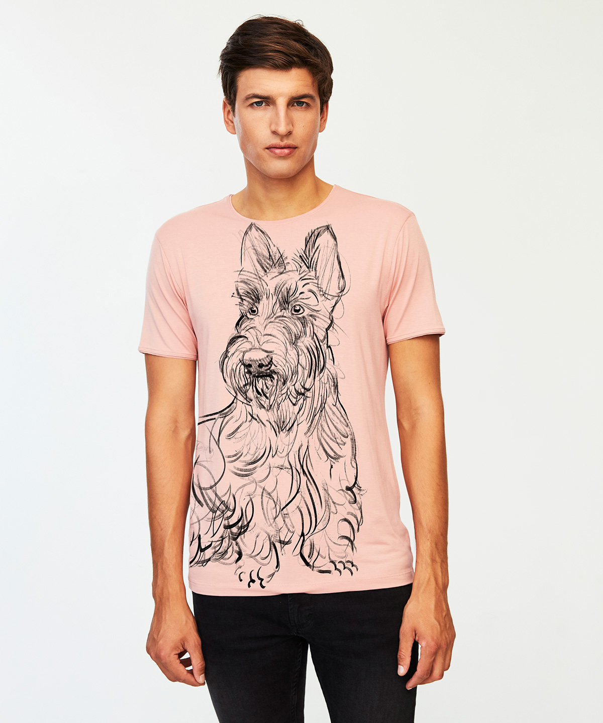 Scottish Terrier light pink t-shirt MAN