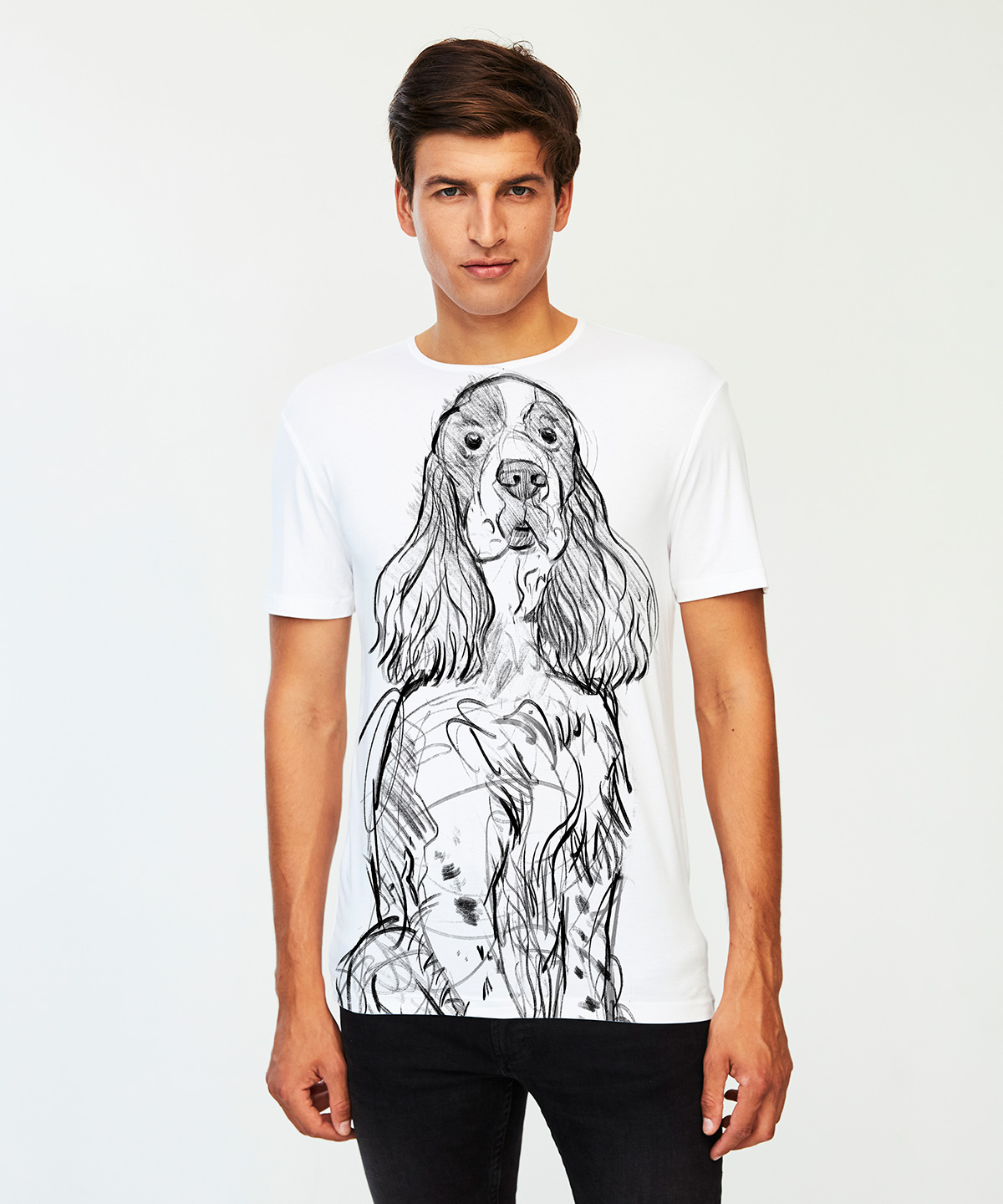 Springer spaniel white t-shirt MAN