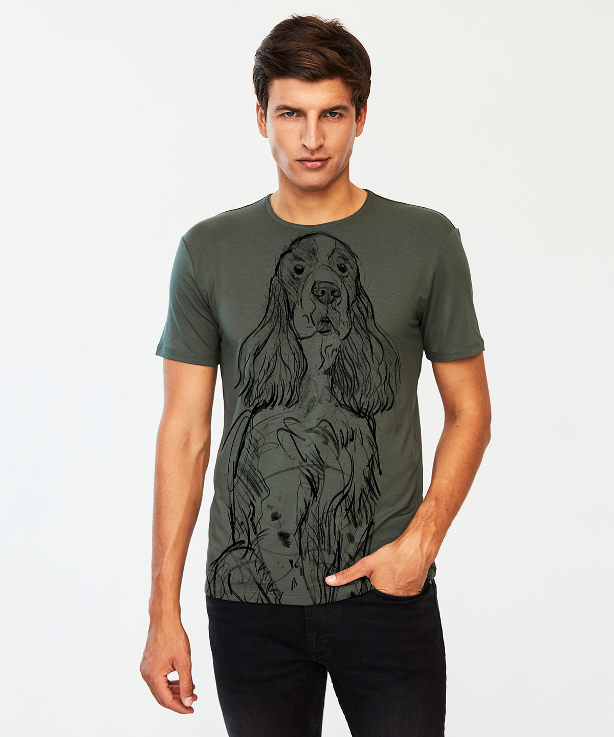 Springer spaniel khaki t-shirt MAN