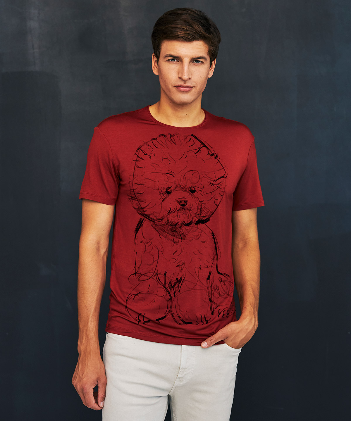 Bichon frise marsala t-shirt MAN