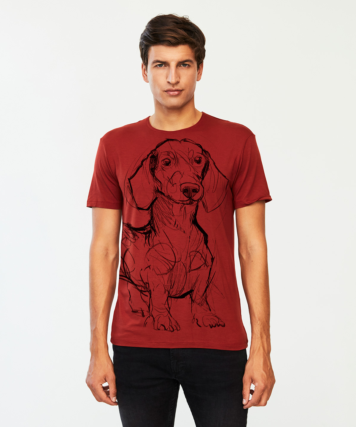 Dachshund no.2 marsala t-shirt MAN