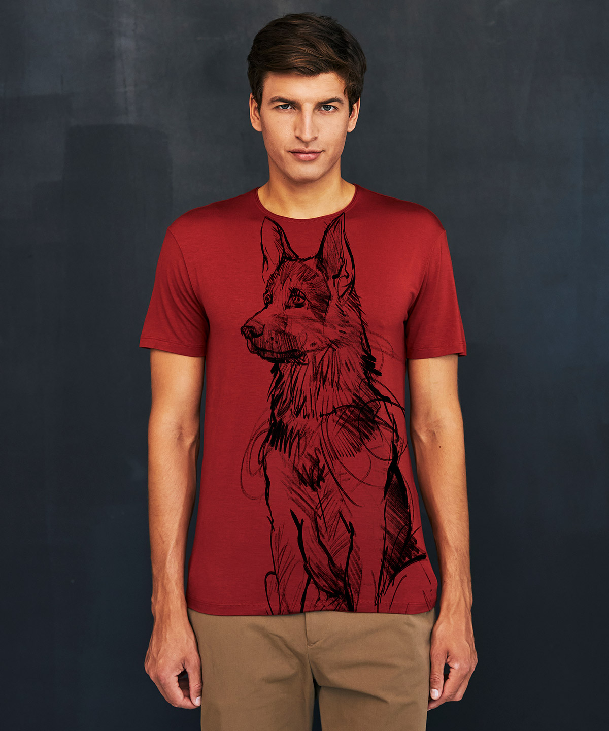 German Shepherd marsala t-shirt MAN